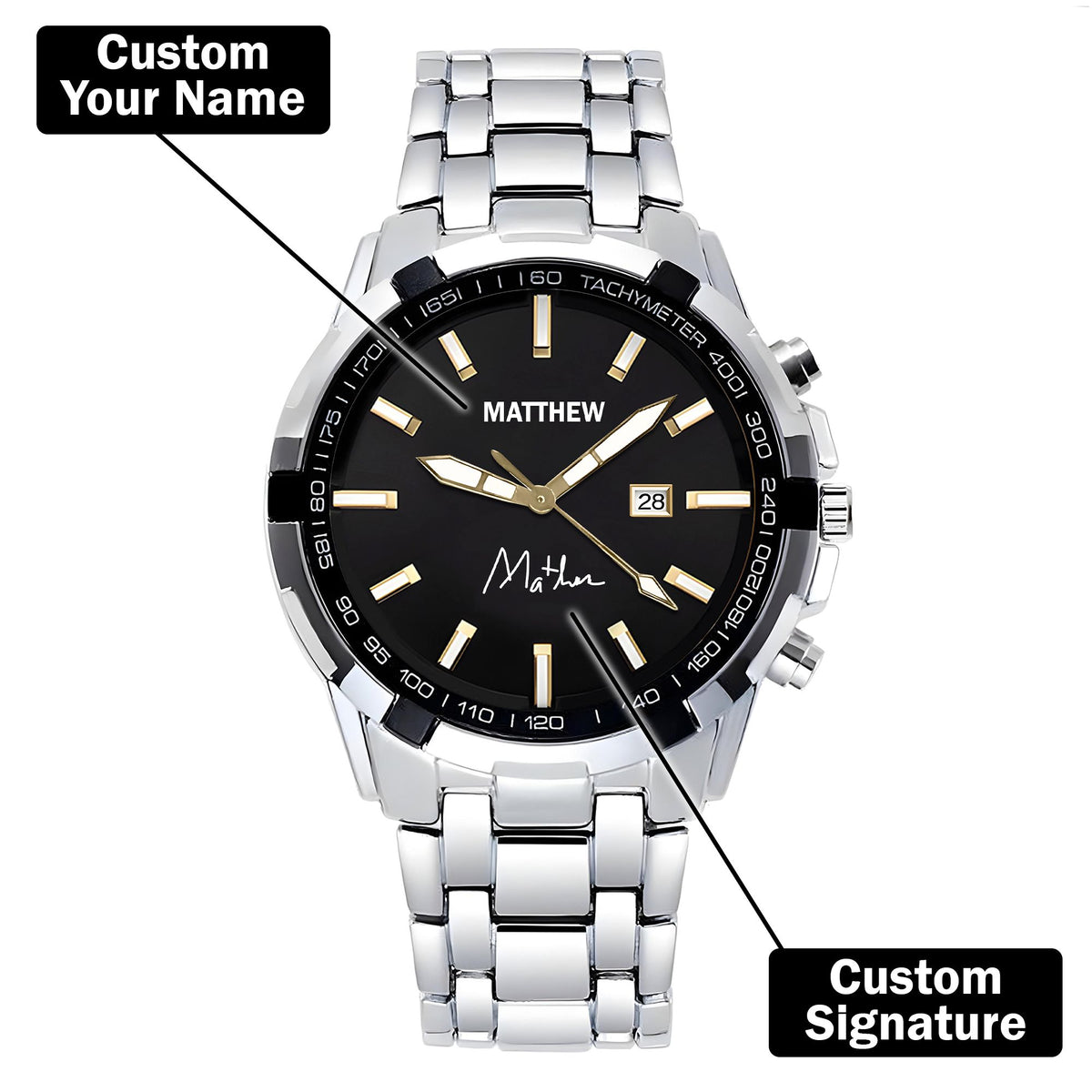 Custom Wrist Watches For Men - Black Gold Dial