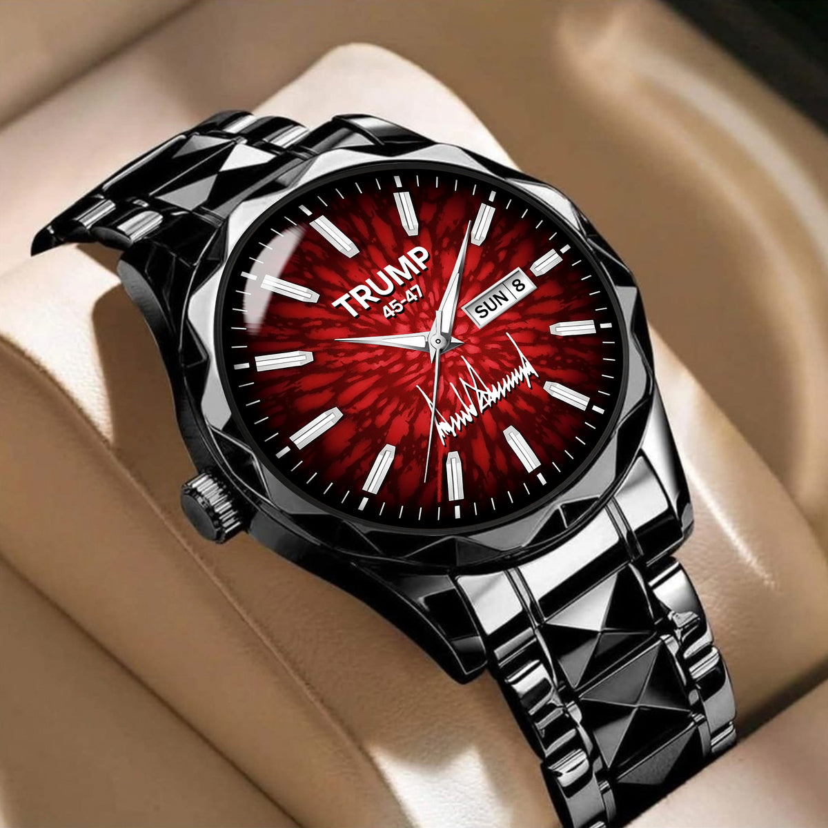 TRUMP Watch 45 – 47 Black Steel – Scarlet Radiance Dial