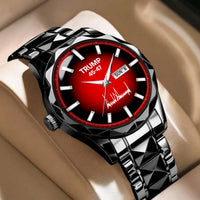 TRUMP 45-47 Watch 2026 Luxury Black Steel – Signature Red Sport Dial