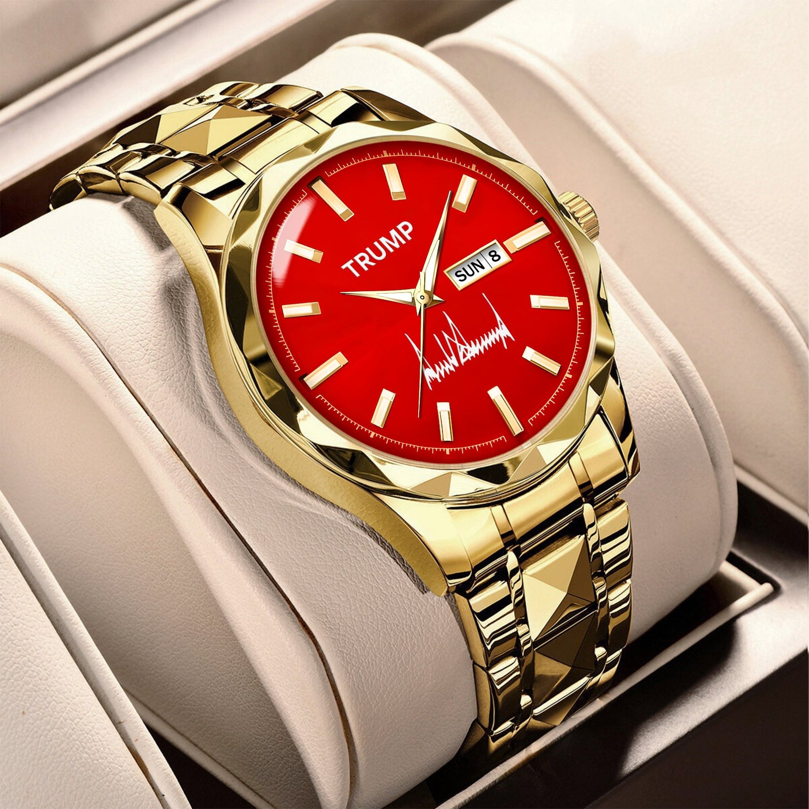 TRUMP Watch 2025 – Gold Case, Red Dia – Luxury Men’s Watch