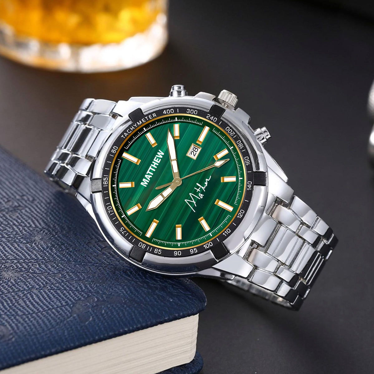 Custom Wrist Watches For Men - Jade Stripe Dial