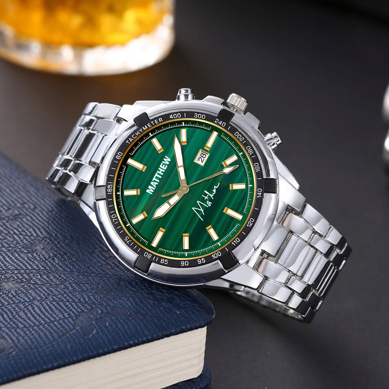 Custom Wrist Watches For Men - Jade Stripe Dial