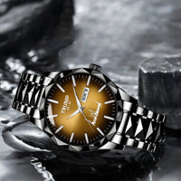 TRUMP 45-47 Watch 2026 Luxury Black Steel – Signature Sunburst Gold Dial