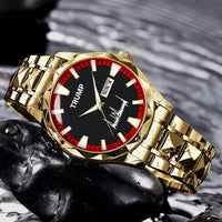 TRUMP Watch 2026 Luxury Gold Steel – Signature Red Sport Dial