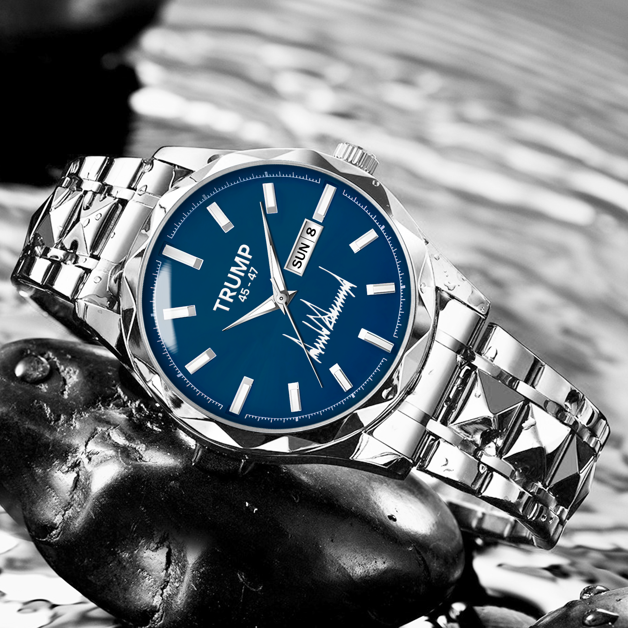 TRUMP 45-47 Watch 2025 Signature – Liberty Steel Blue Dial – Watch for Men
