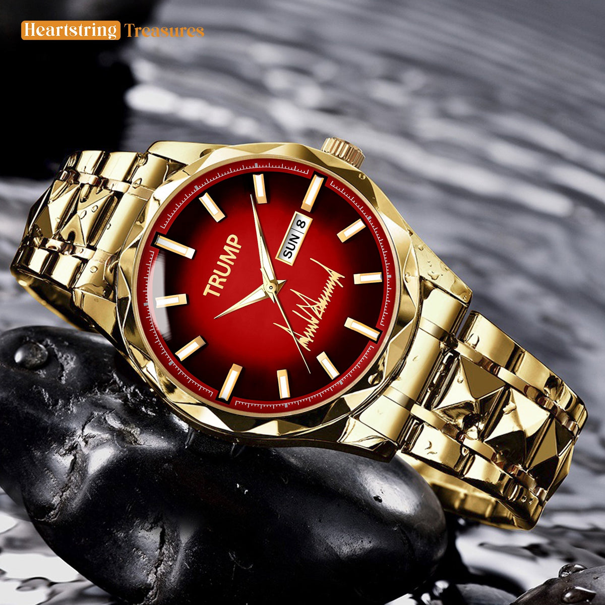 TRUMP Watch 2025 Gold Red Dial - Gold Watches for Men