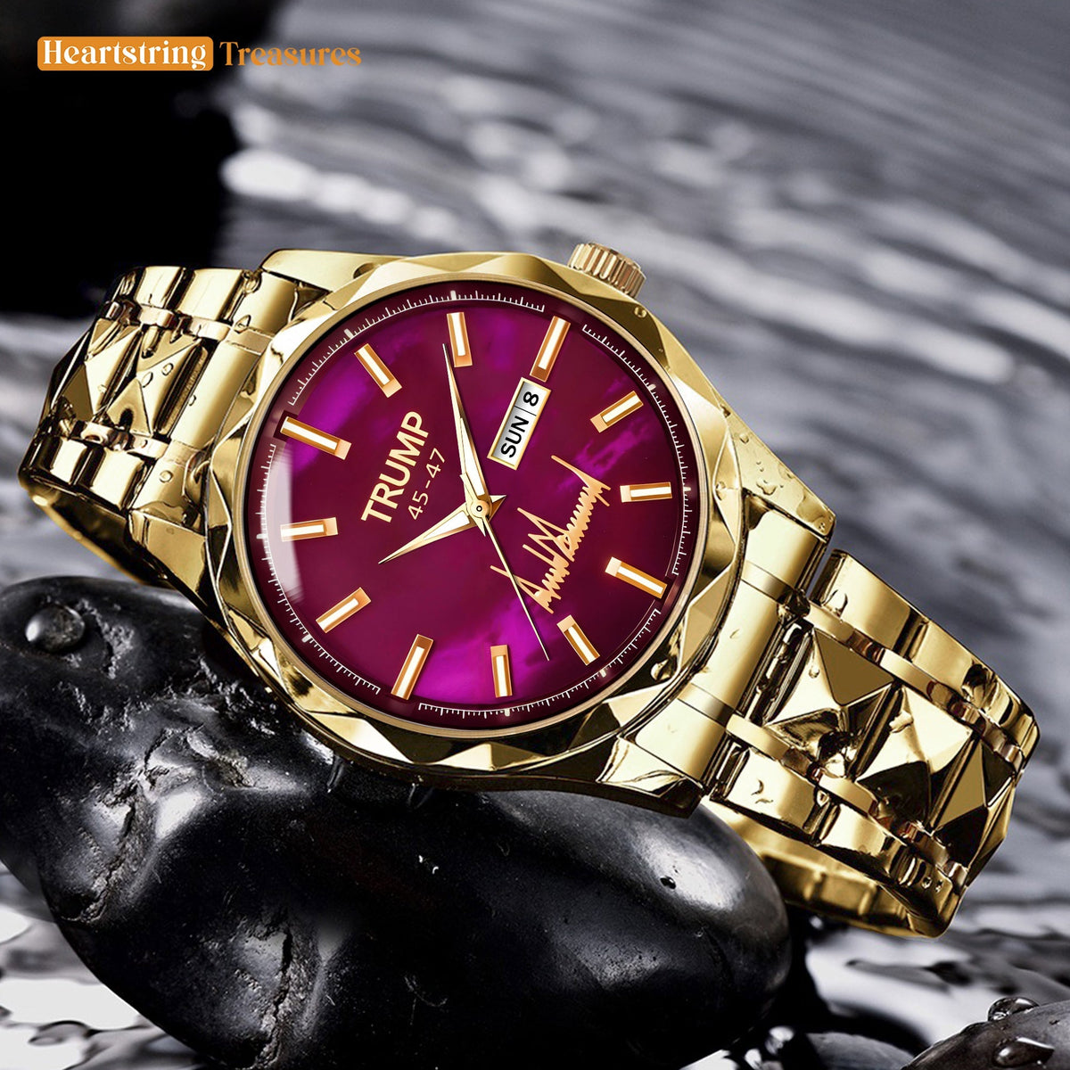 TRUMP 45-47 Watch 2025 Luxury Gold – Enchanted Galaxy Purple Dial – Gold Watch for Men