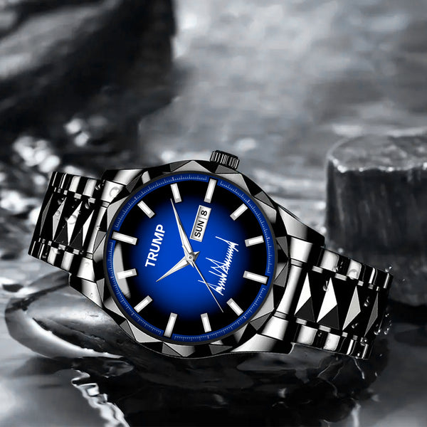 TRUMP Watch 2026 Luxury Black Steel – Signature Royal Blue Dial