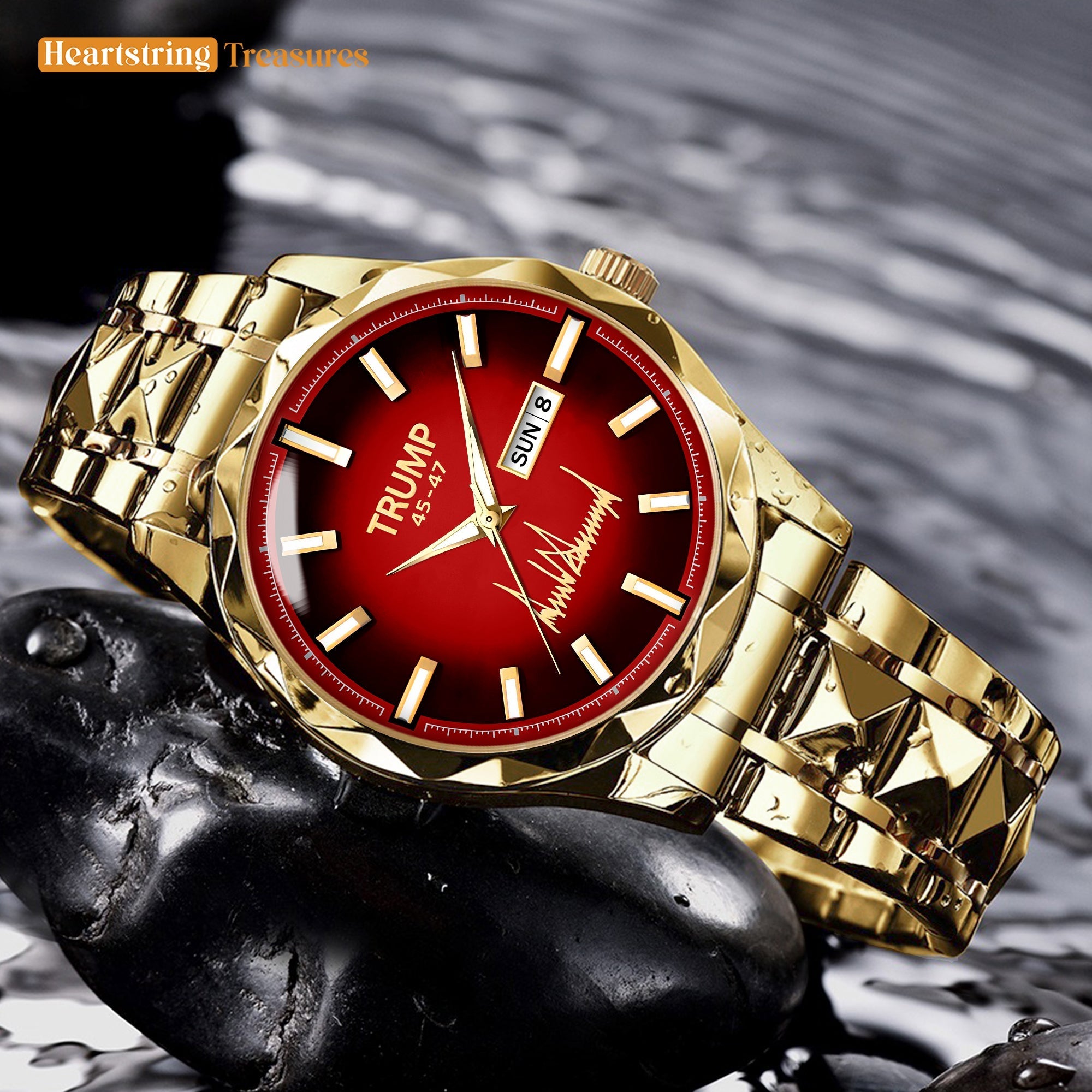 TRUMP 45-47 Watch 2025 Gold Red Dial - Gold Watches for Men