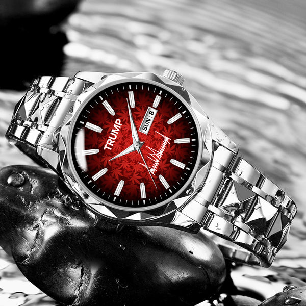 TRUMP Schedule III Watch 2026 – Silver Case, Crimson Red Dial – Luxury Men’s Watch