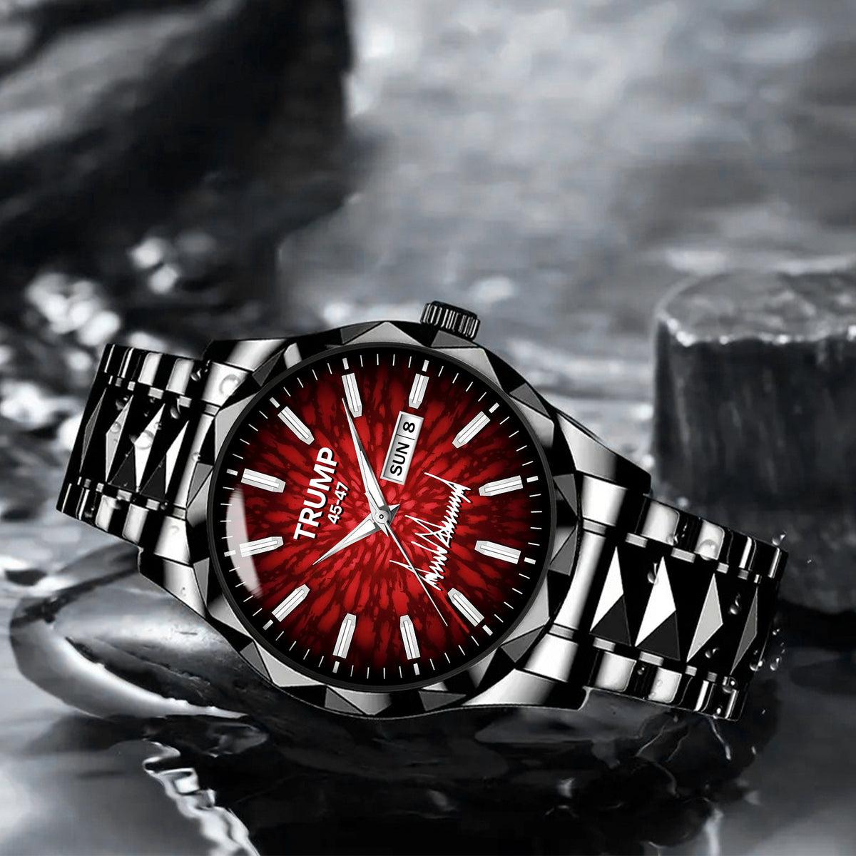 TRUMP Watch 45 – 47 Black Steel – Scarlet Radiance Dial