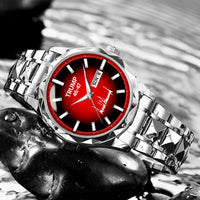TRUMP 45-47 Watch 2026 Luxury Silver – Deep Inferno Red Dial – Watch for Men