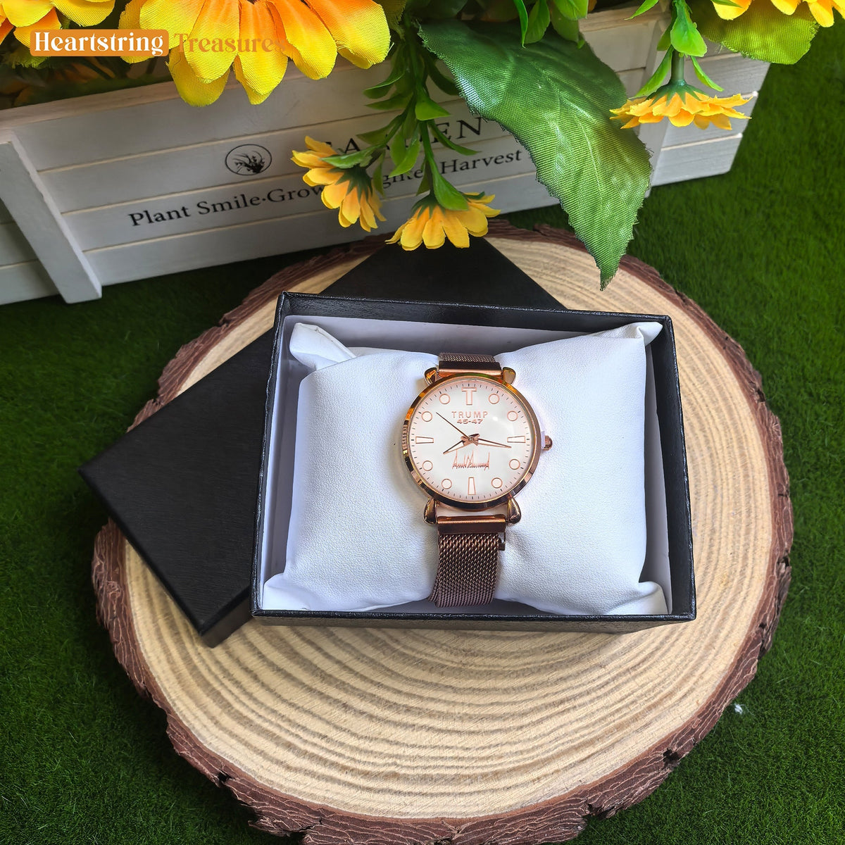 TRUMP 45-47 Watch 2025 Luxury Gold – Rose-Tinted White Dial – Gold Watch for Women