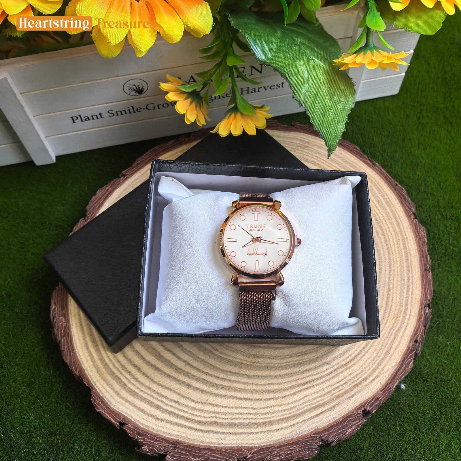 TRUMP 45-47 Watch 2025 Luxury Gold – Rose-Tinted White Dial – Gold Watch for Women