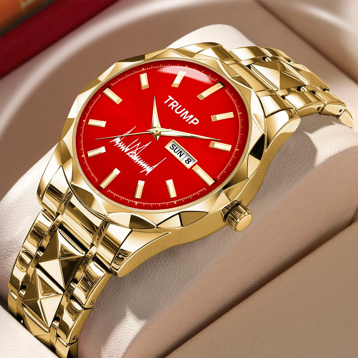 TRUMP Watch 2025 – Gold Case, Red Dia – Luxury Men’s Watch