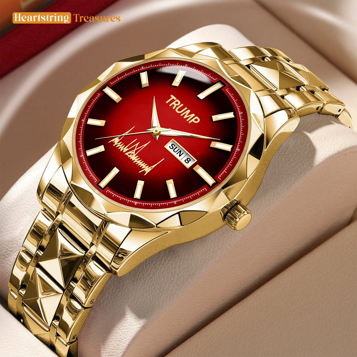 TRUMP Watch 2025 Gold Red Dial - Gold Watches for Men