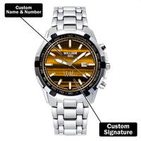 Custom Wrist Watches For Men - Amber Gold Dial