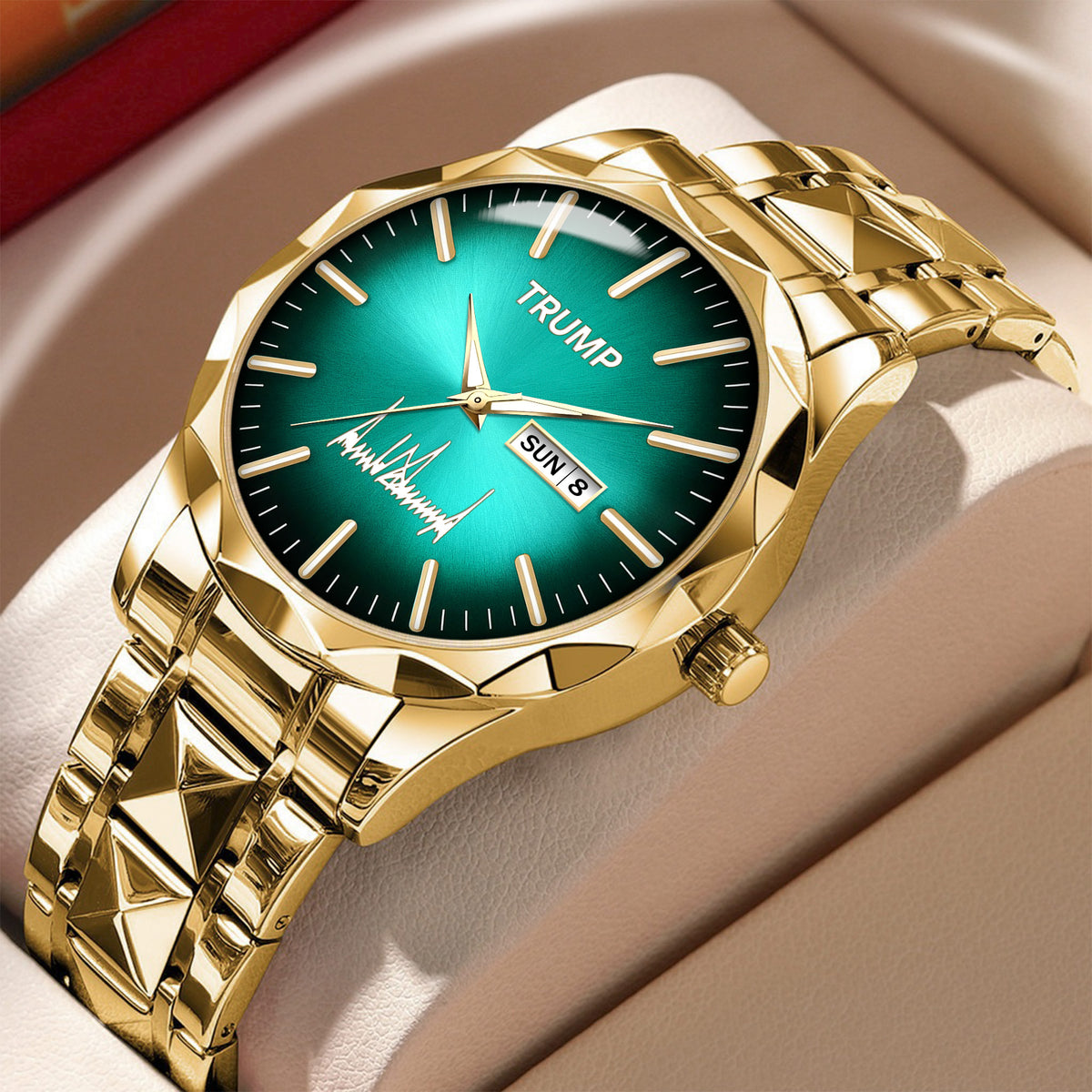 TRUMP Watch 2026 Luxury Gold – Emerald Green Sunburst Dia