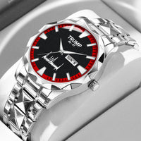 TRUMP 45-47 Watch 2026 Luxury Silver Steel – Signature Red Sport Dial