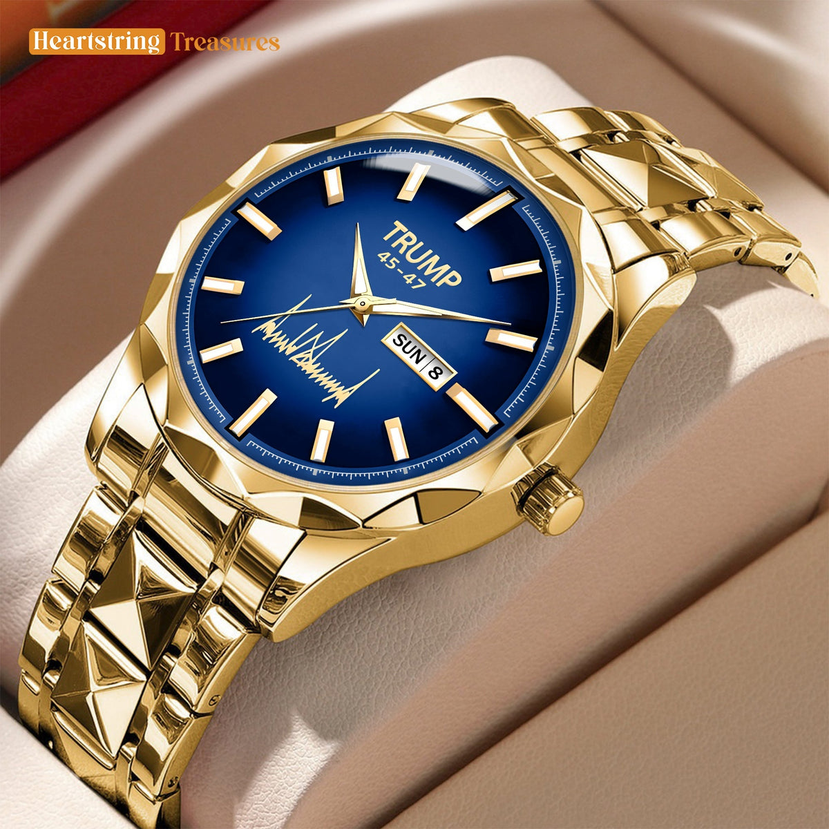 TRUMP 45-47 Watch 2025 Silver Blue Dial - Luxury Gold Timepiece for Men