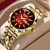 TRUMP 45–47 Schedule III Watch 2026 – Gold Case, Crimson Red Dial – Luxury Men’s Watch