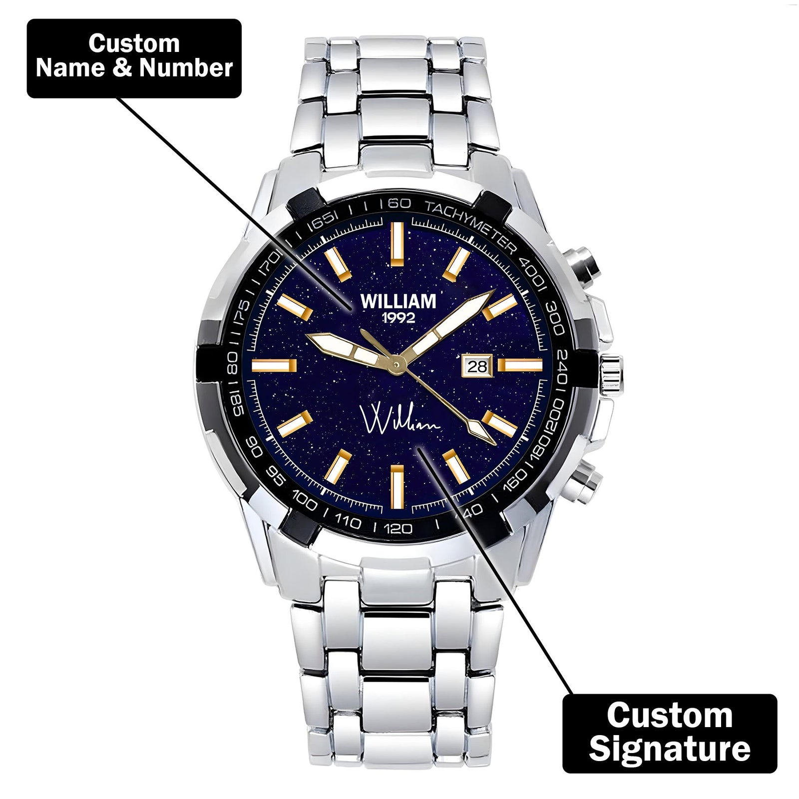 Custom Wrist Watches For Men - Galaxy Blue Dial