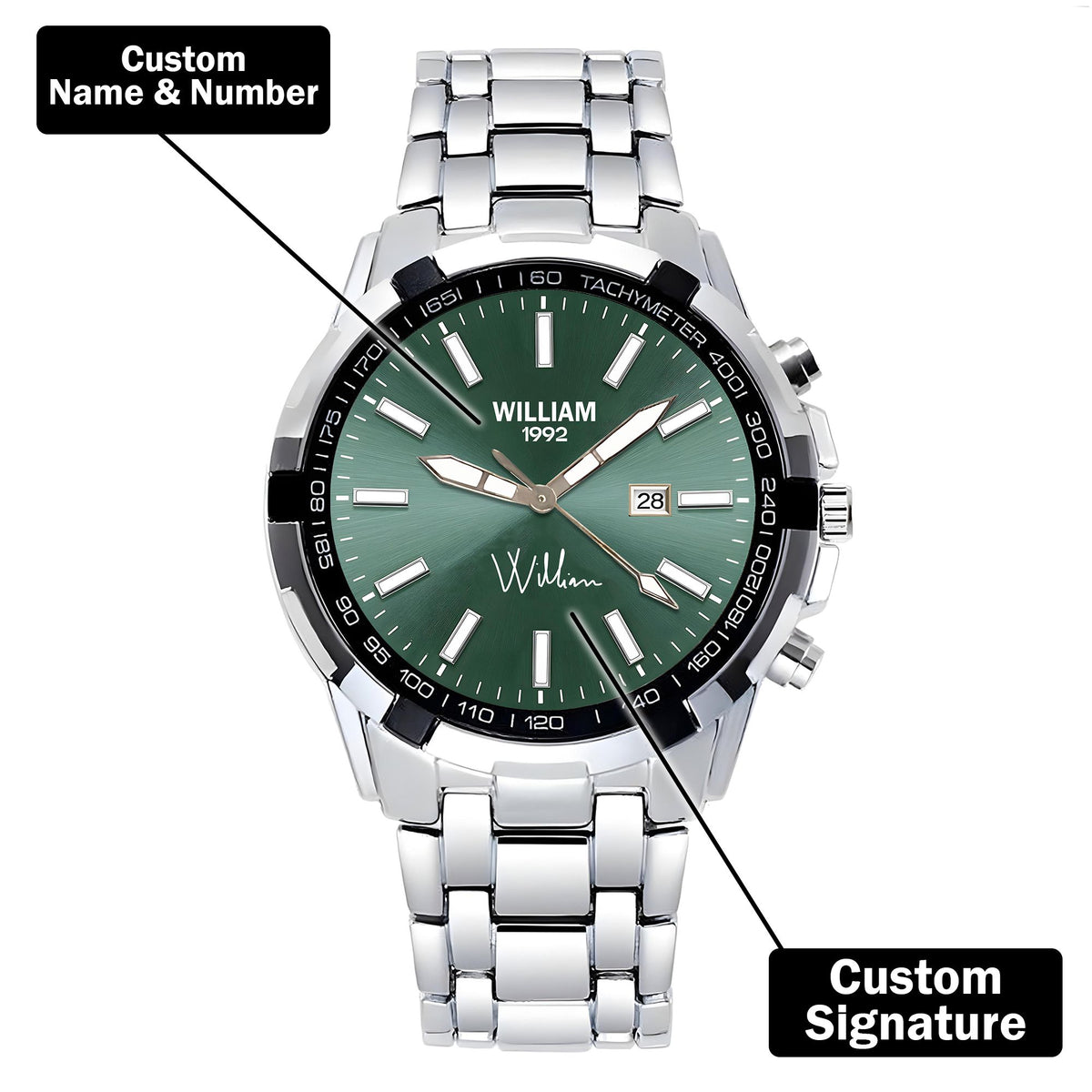 Custom Wrist Watches For Men - Forest Green Dial