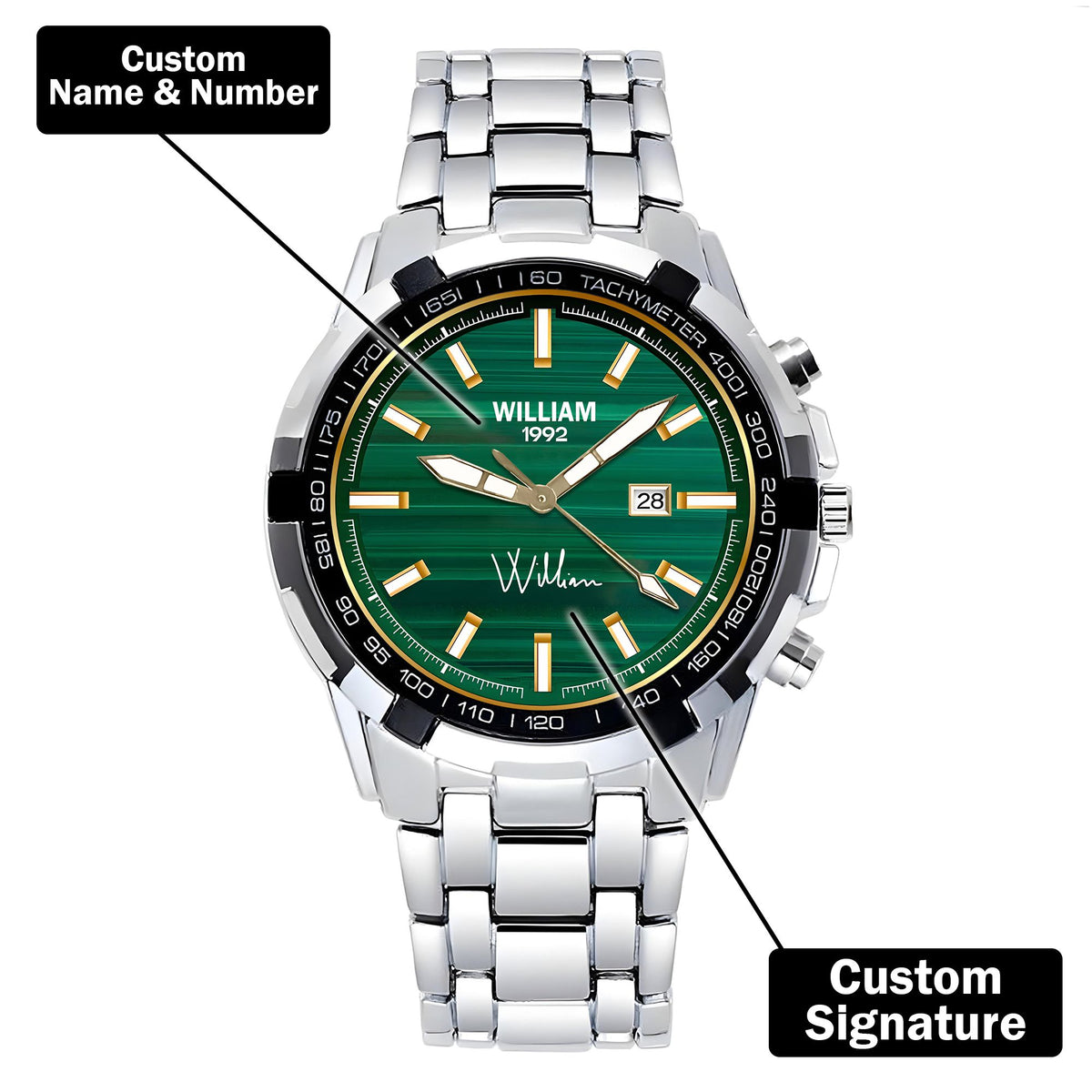 Custom Wrist Watches For Men - Jade Stripe Dial