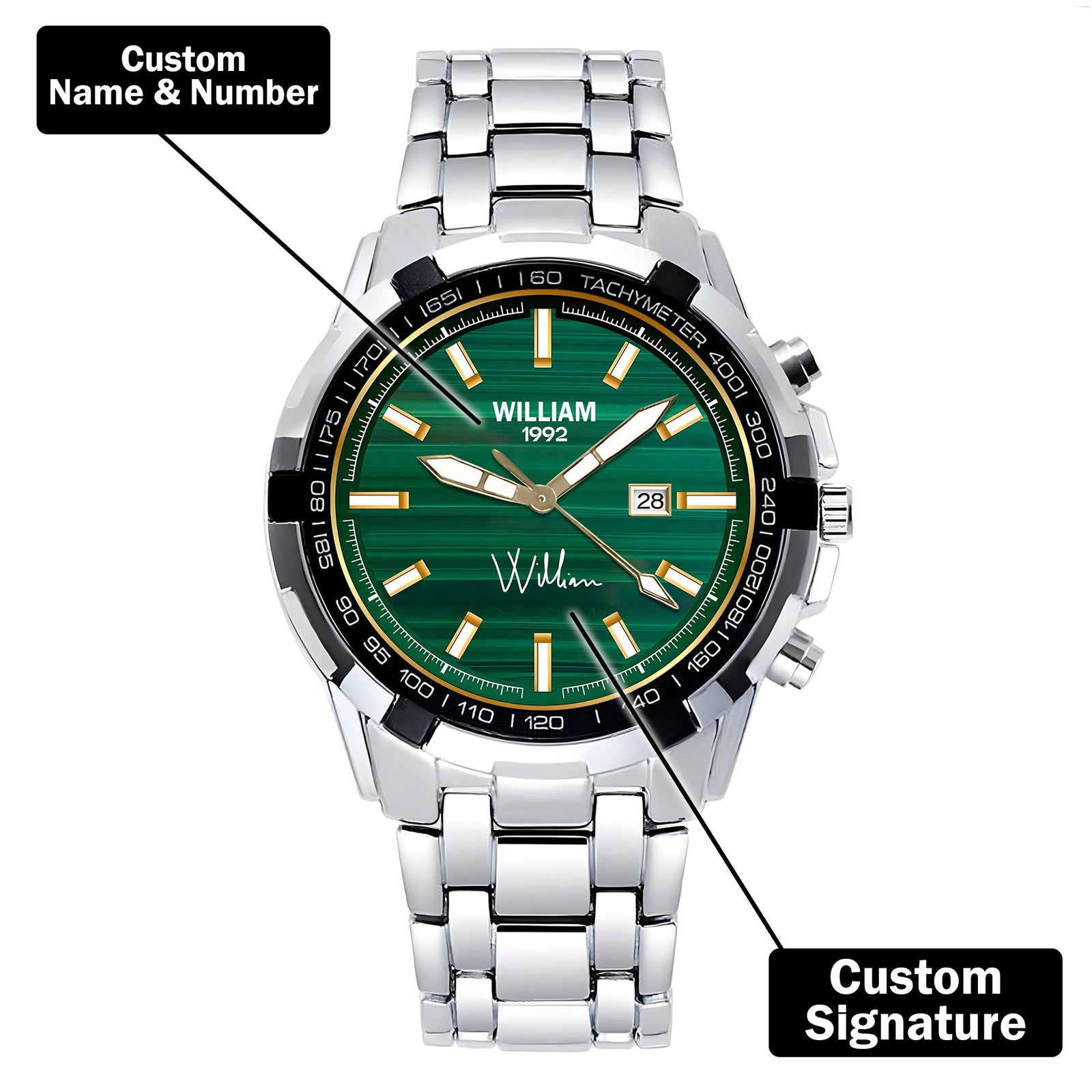 Custom Wrist Watches For Men - Jade Stripe Dial