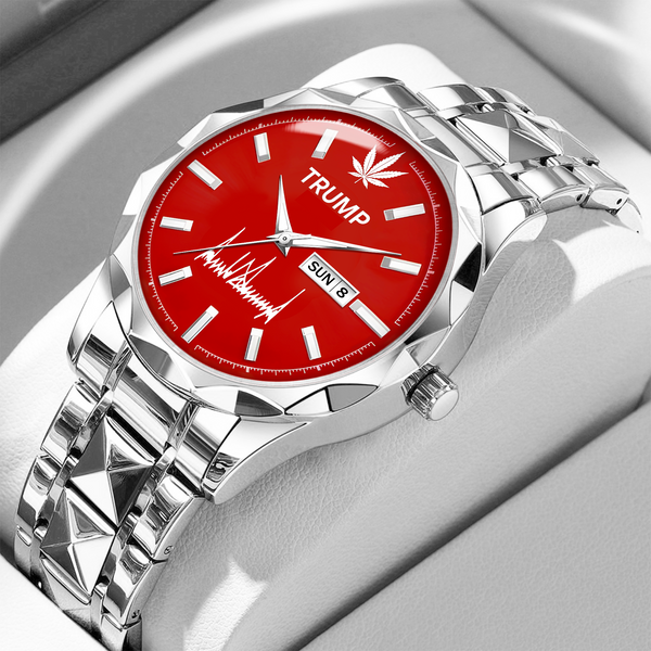 TRUMP Schedule III Limited Watch 2026 – Silver Steel Case, Red Dial – Luxury Men’s Watch