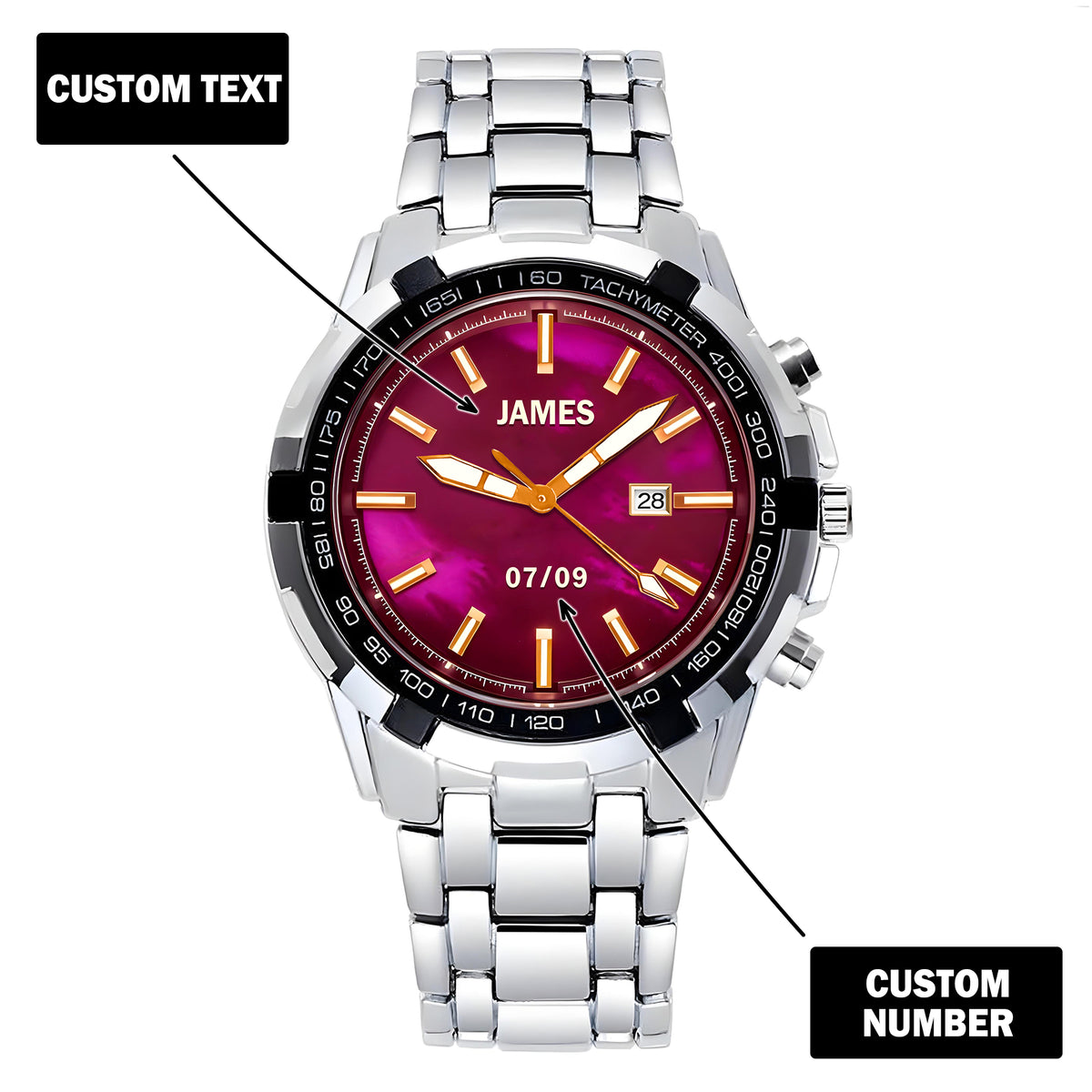 Custom Wrist Watches For Men - Galaxy Purple Dial