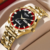 TRUMP 45-47 Watch 2026 Luxury Gold Steel – Signature Red Sport Dial