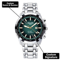 Custom Wrist Watches For Men - Emerald Green Dial