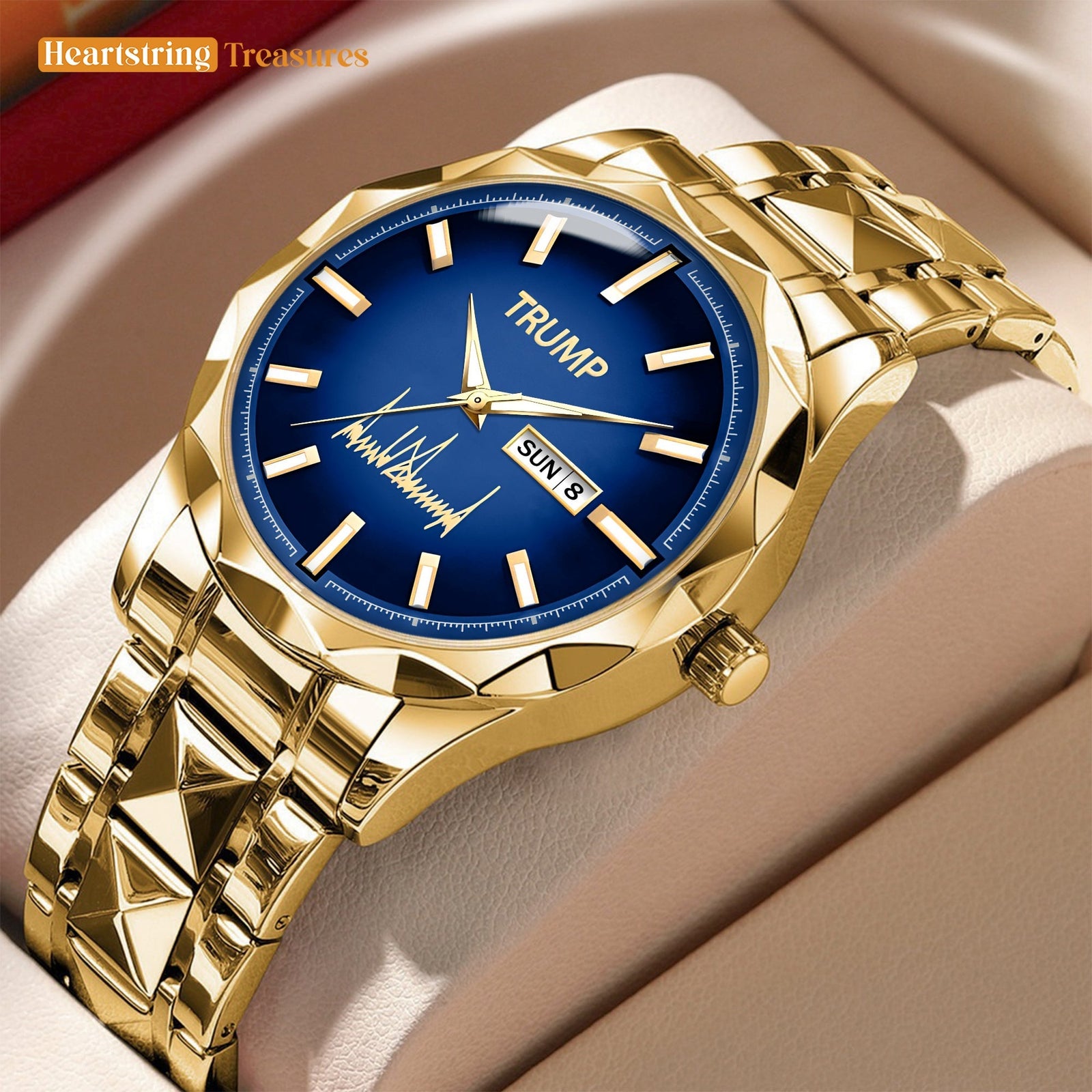 TRUMP Watch 2025 Silver Blue Dial - Luxury Gold Timepiece for Men