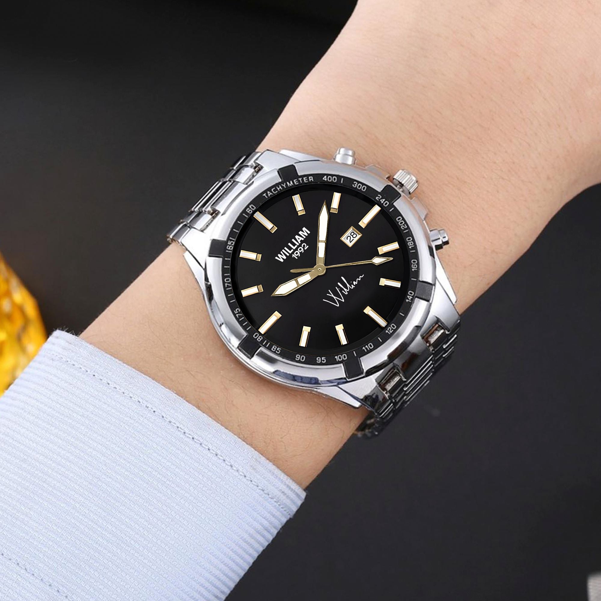 Custom Wrist Watches For Men - Black Gold Dial