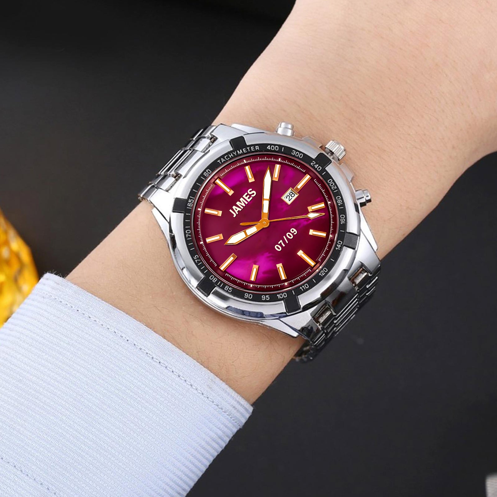 Custom Wrist Watches For Men - Galaxy Purple Dial