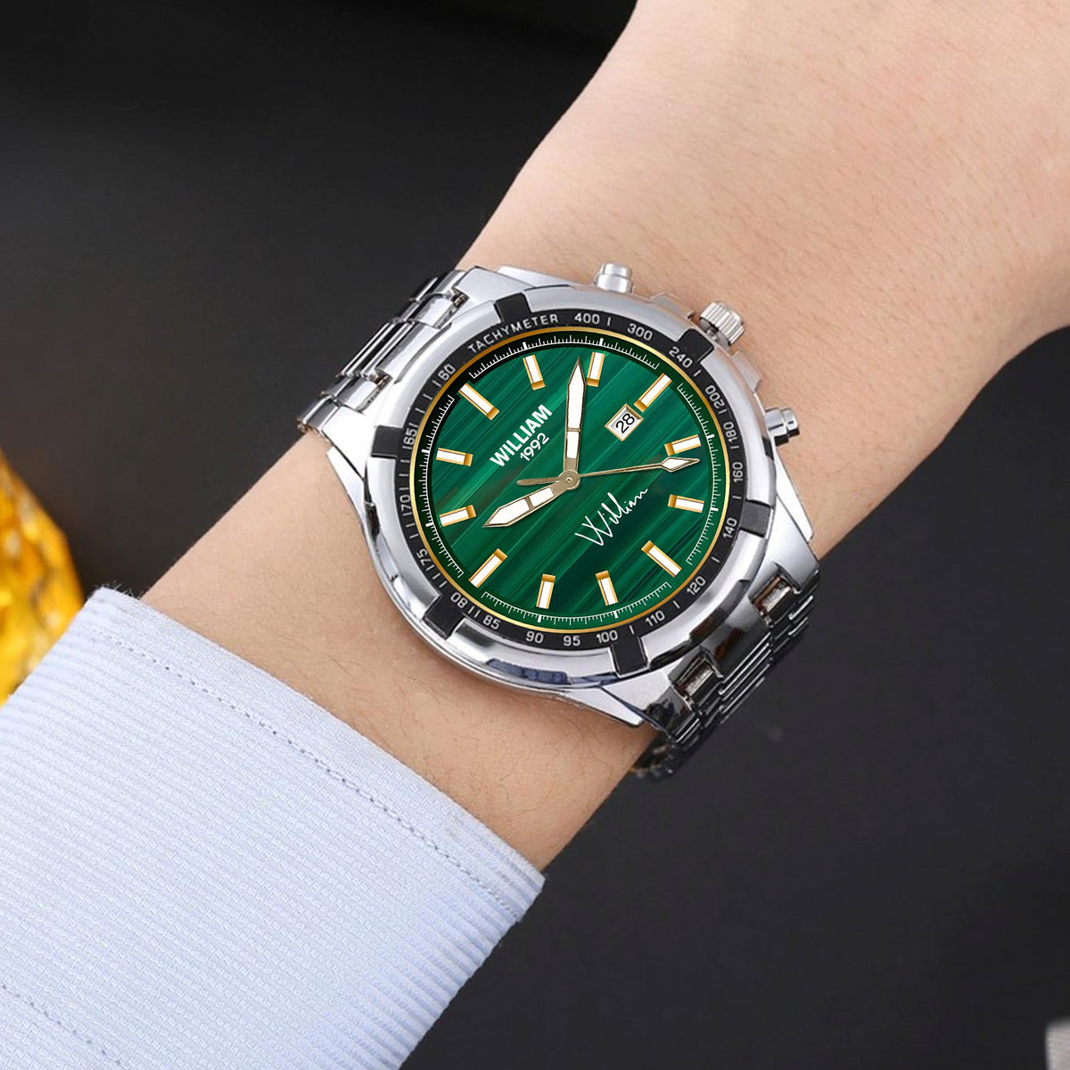 Custom Wrist Watches For Men - Jade Stripe Dial