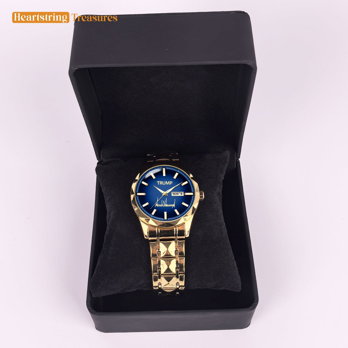 TRUMP Watch 2025 Silver Blue Dial - Luxury Gold Timepiece for Men