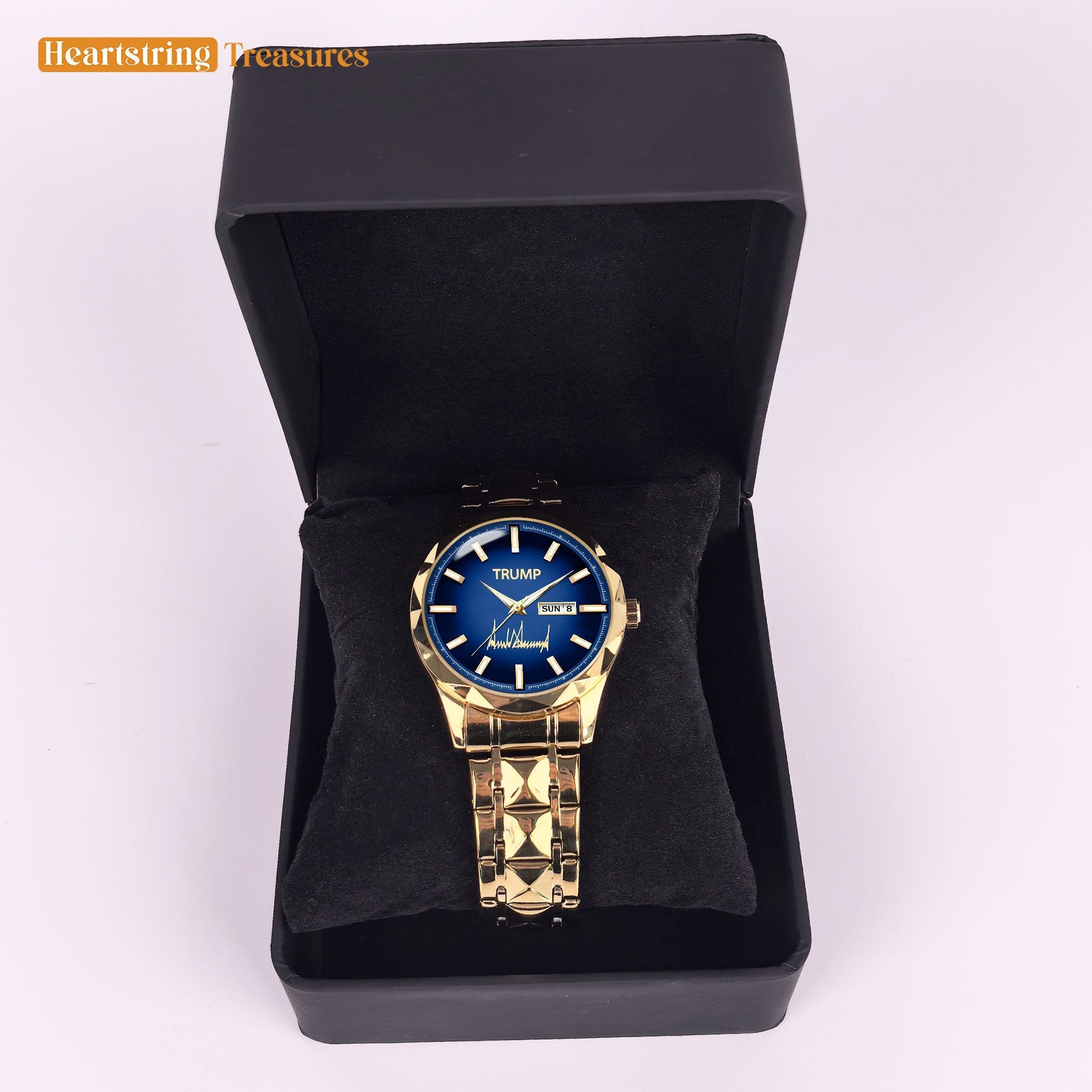 TRUMP Watch 2025 Silver Blue Dial - Luxury Gold Timepiece for Men