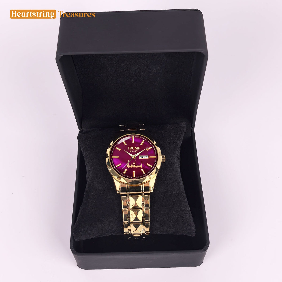 TRUMP 45-47 Watch 2025 Luxury Gold – Enchanted Galaxy Purple Dial – Gold Watch for Men
