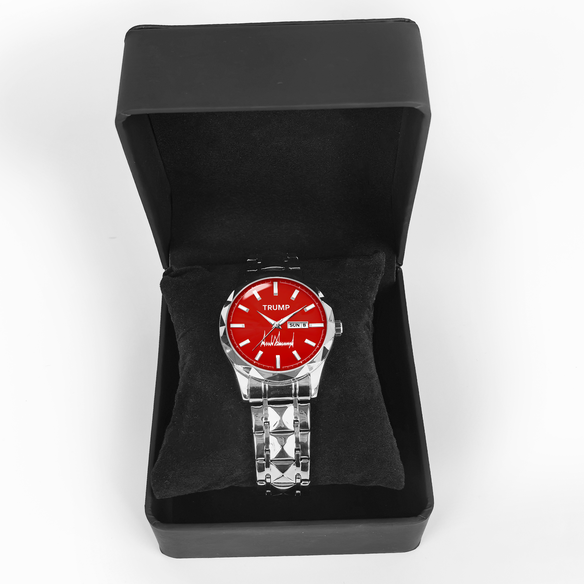 TRUMP Watch 2025 Silver Red Dial –Luxury Steel Watch for Men