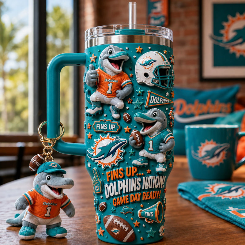 Miami Dolphin Football Bling 40oz Tumbler