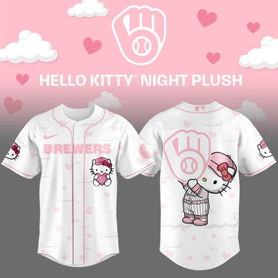 Milwaukee Pink Kitty Night Plush Baseball Jersey