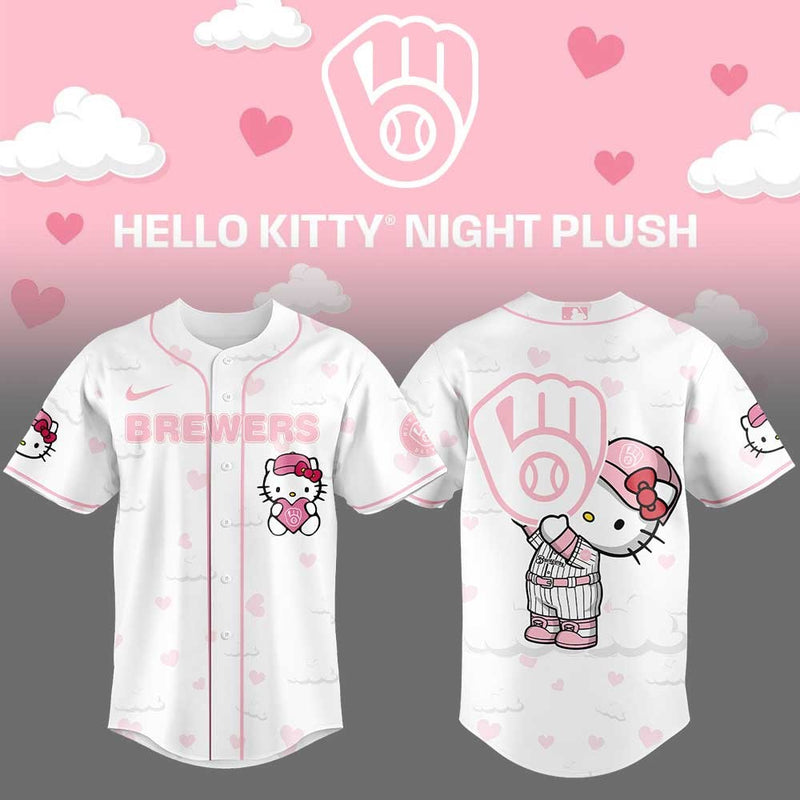 Milwaukee Pink Kitty Night Plush Baseball Jersey