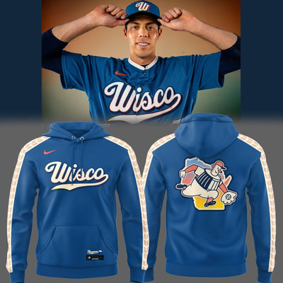 Milwaukee Wisco Script Royal Blue Baseball Hoodie
