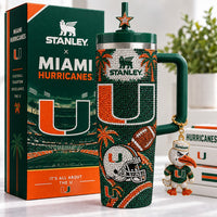 Miami Hurricane Football Bling 40oz Tumbler