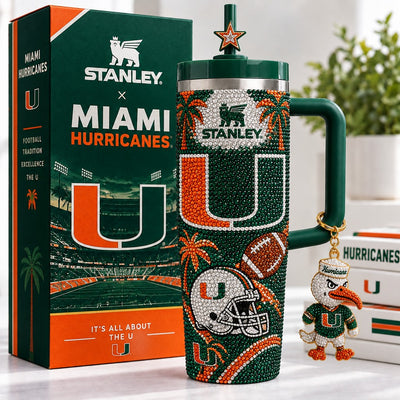 Miami Hurricane Football Bling 40oz Tumbler