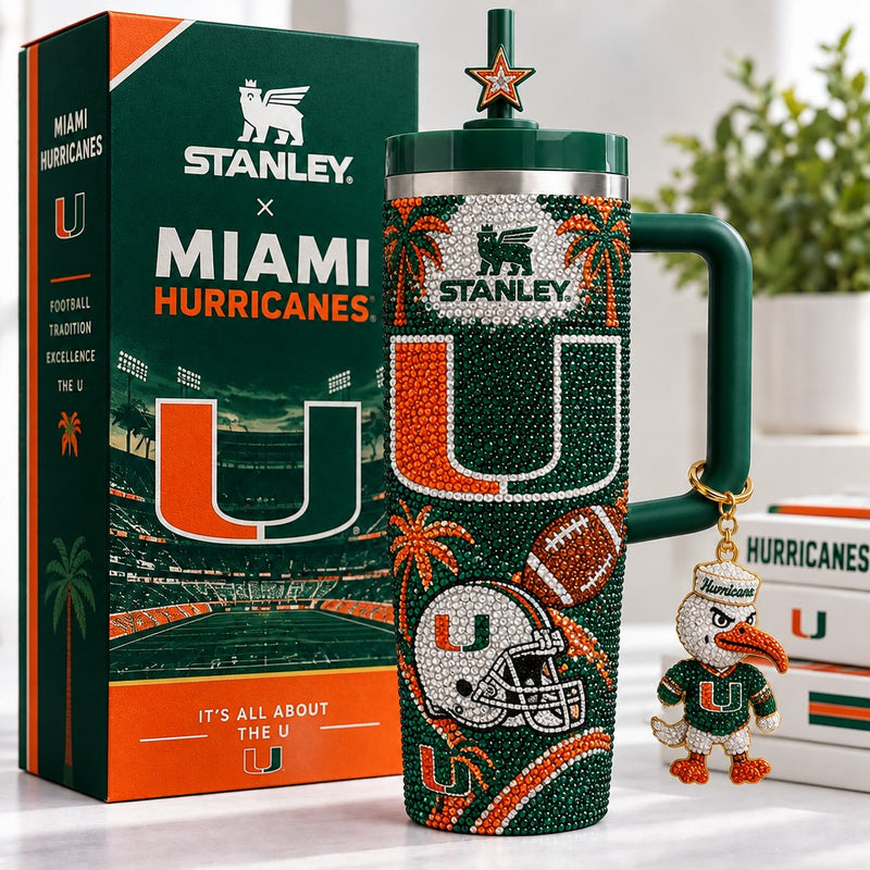 Miami Hurricane Football Bling 40oz Tumbler