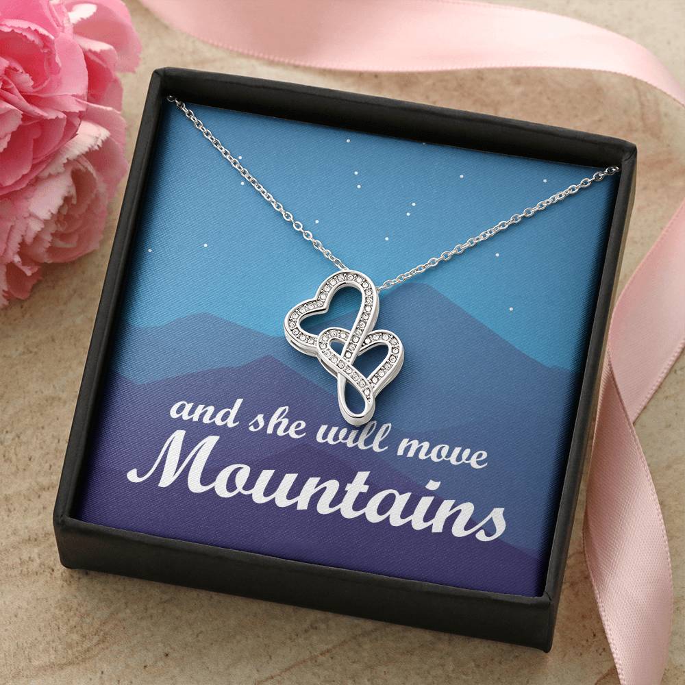 Graduate - She Will Move Mountains Double Hearts Necklace