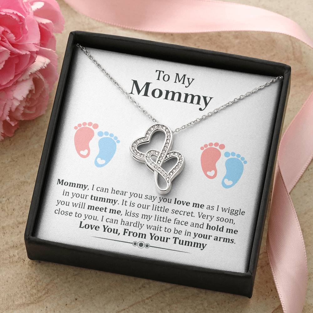 Love You From Your Tummy Double Hearts Necklace